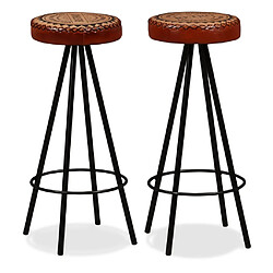 vidaXL Tabourets de bar lot de 2 cuir véritable