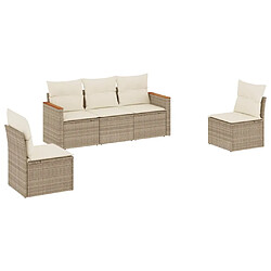 Maison Chic Salon de jardin avec coussins 5 pcs, Ensemble Tables et chaises de jardin,, Ensemble Tables et chaises de jardin, beige résine tressée -GKD479952