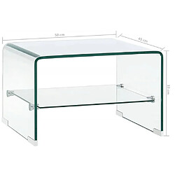 vidaXL Table basse Clair 50x45x33 cm Verre trempé pas cher