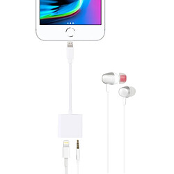 Wewoo Lightning 8 broches femelle + 3.5 mm audio à Lightning 8 broches mâle adaptateur convertisseur de charge & d'écoute, pour iPhone X / 8 & 8 plus / 7 & 7 plus, le système de support iOS 11.3 