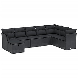 vidaXL Salon de jardin 8 pcs avec coussins noir résine tressée