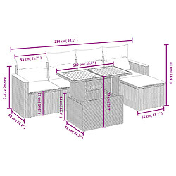 Avis vidaXL Salon de jardin avec coussins 6 pcs beige résine tressée