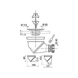 WIRQUIN Bonde de douche James - Ø 90 mm - Grille en ABS chromé