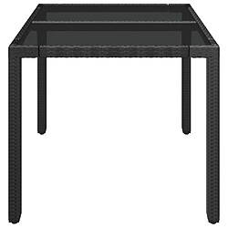 Avis vidaXL Table de jardin dessus en verre Noir 90x90x75 cm Résine tressée