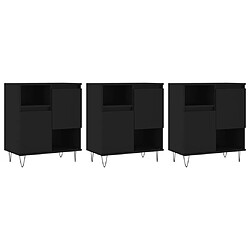 vidaXL Buffets 3 pcs noir bois d'ingénierie