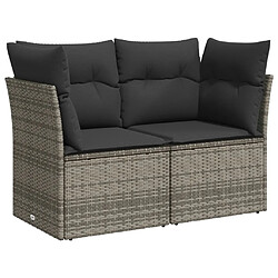 Avis vidaXL Salon de jardin avec coussins 7 pcs gris résine tressée