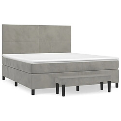 vidaXL Sommier à lattes de lit et matelas Gris clair 180x200cm Velours