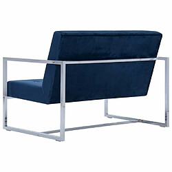 Maison Chic Canapé 2 places avec accoudoirs | Sofa de Salon | Canapé droit Bleu Chrome et velours -GKD154167 pas cher