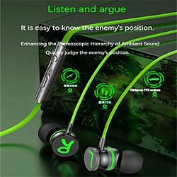 Acheter Casque Filaire De Jeu Coude Jack Écouteur Canal Gauche Droit Écouteurs Intra-Auriculaires Vert Fluorescent Type-C