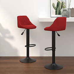 vidaXL Tabourets de bar lot de 2 rouge bordeaux velours 