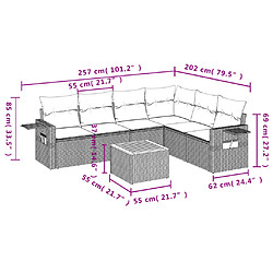 Avis vidaXL Salon de jardin avec coussins 7 pcs gris résine tressée