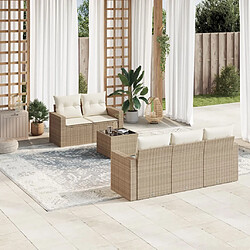 vidaXL Salon de jardin avec coussins 6 pcs beige résine tressée