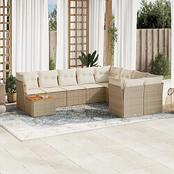 Maison Chic Salon de jardin avec coussins 10 pcs, Ensemble Tables et chaises de jardin, beige résine tressée -GKD291449