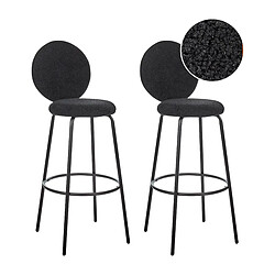 Beliani Tabouret de bar Set de 2 Bouclé Noir EMERY 