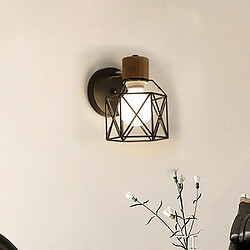 Stoex Applique Murale Rétro Moderne Lampe Murale Nordique Applique Murale en Bois Métal Applique Murale Vintage Ampoule E27 (Noir)