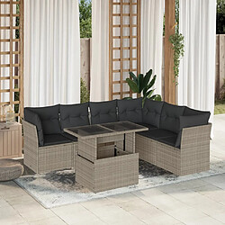 vidaXL Salon de jardin avec coussins 7 pcs gris clair résine tressée 