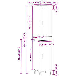 vidaXL Buffet haut Blanc brillant 34,5x34x180 cm Bois d'ingénierie pas cher