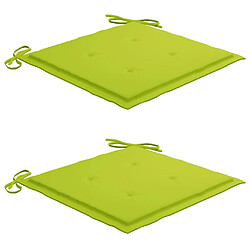 Acheter vidaXL Chaises de jardin lot de 2 avec coussins vert vif Teck massif