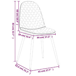 vidaXL Chaises à manger lot de 2 Gris foncé Velours pas cher