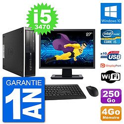 PC HP 8300 SFF Ecran 27" Intel i5-3470 RAM 4Go Disque 250Go Windows 10 Wifi - Occasion