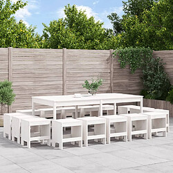 vidaXL Ensemble à manger de jardin 17 pcs blanc bois massif de pin