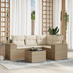 vidaXL Salon de jardin avec coussins 5 pcs beige résine tressée 