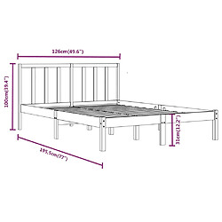 vidaXL Cadre de lit Noir Bois de pin massif 120x190 cm Petit double pas cher