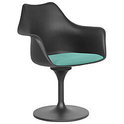 ICONIK INTERIOR Chaise Tulipan pivotante - Simili Cuir - Coque Noire Turquoise