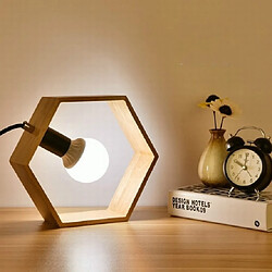 Acheter Wewoo Lampe de bureau à LED de protection de l'oeil de chevet de chambre à coucher en bois d'art rétroCA 220Vprise US forme hexagonale