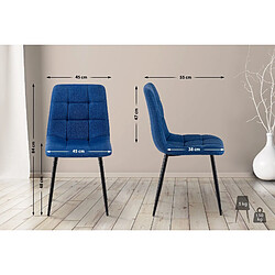 Decoshop26 Lot de 4 chaises de salle à manger en tissu bleu pieds métal noir design moderne et confortable CDS10410