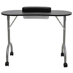 vidaXL Table à manucure pliable avec roulettes Noir