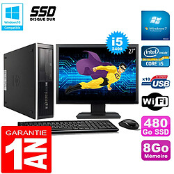 PC HP Compaq Pro 6300 SFF I5-2400 8Go 480Go SSD Graveur DVD Wifi W7 Ecran 27" · Occasion 