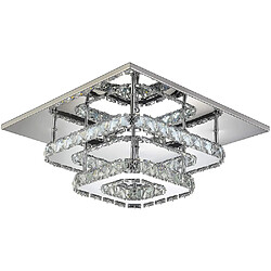 Universal Lampe Lustre LED Plafond en cristal carré 2 panneaux LED intégrés 36W Pinces de plafond modernes