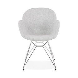 Mes Lot de 2 chaises tissu gris clair piétement en métal chromé - UMILA