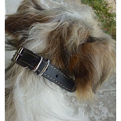 YAGO Collier en cuir Souple et Reglable pour petit chien, taille S 26-32 cm, Coloris Noir