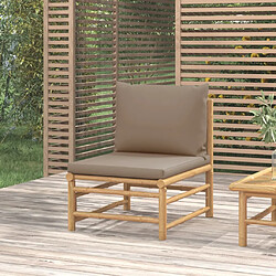 Maison Chic Canapé central de jardin avec coussins | Canapé Sofa d'extérieur | Fauteuil terrasse taupe bambou -MN48802