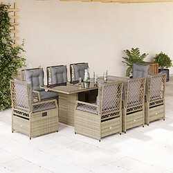 vidaXL Ensemble à manger de jardin et coussins 9 pcs beige Poly rotin