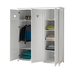 Mes Armoire 3 portes 159x57x190,5 cm en pin blanc - AMORENA