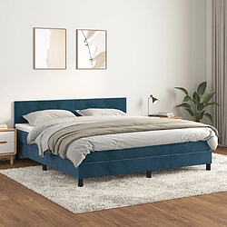 Maison Chic Lit adulte- Lit + matelas,Sommier à lattes de lit et matelas Bleu foncé 180x200cm Velours -GKD85103