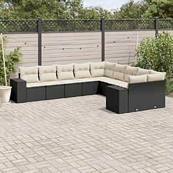 Maison Chic Salon de jardin 10 pcs avec coussins, Ensemble Tables et chaises d'extérieur noir résine tressée -GKD885611