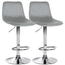 Decoshop26 Set de 2 tabourets de bar repose-pieds en métal confortable en forme d'arc assise en velours gris 10_0004129 