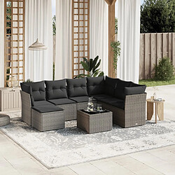 Maison Chic Ensemble Tables et chaises d'extérieur 8 pcs avec coussins,Salon de jardin gris résine tressée -GKD225221