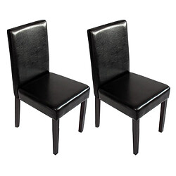 Decoshop26 Lot de 2 chaises de salle à manger synthétique noir pieds foncés CDS04046 