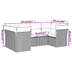 Avis vidaXL Salon de jardin avec coussins 6 pcs marron résine tressée