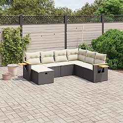 Maison Chic Ensemble Tables et chaises d'extérieur 7pcs avec coussins,Salon de jardin noir résine tressée -GKD919945