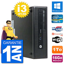 PC HP EliteDesk 800 G1 Core i3-4130 RAM 16Go Disque Dur 1To Windows 10 Wifi - Occasion