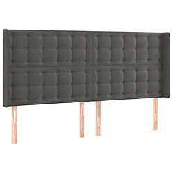 Maison Chic Tête de lit scandinave avec oreilles,meuble de chambre Gris foncé 163x16x118/128 cm Velours -MN19725