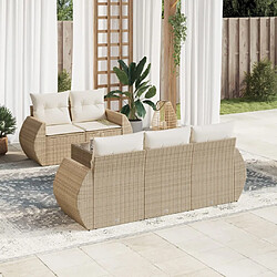 vidaXL Salon de jardin avec coussins 6 pcs beige résine tressée 