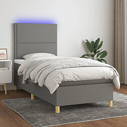 vidaXL Sommier à lattes de lit et matelas et LED Gris foncé 100x200 cm