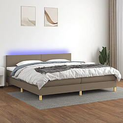 vidaXL Sommier à lattes de lit et matelas et LED Taupe 200x200cm Tissu 